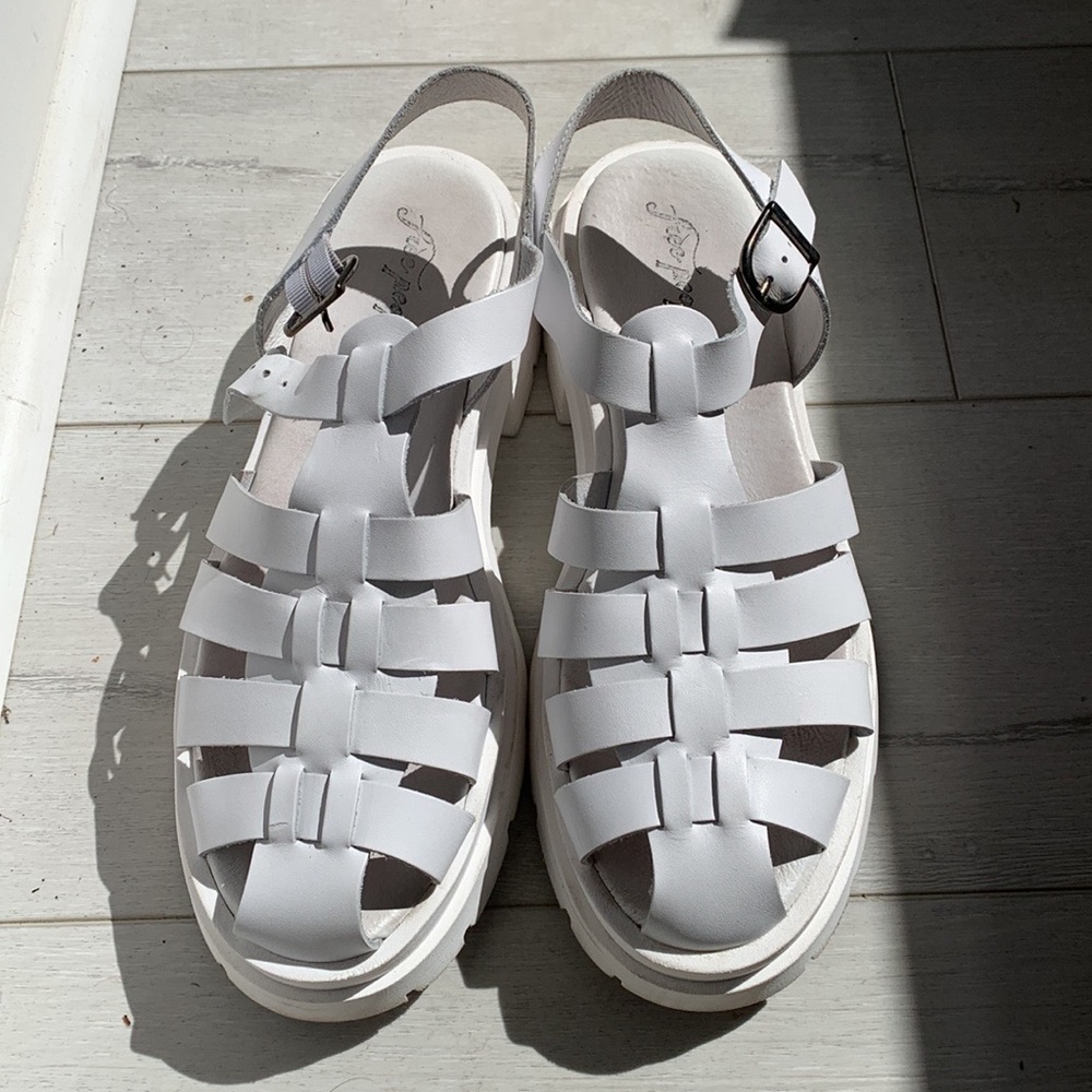 Free People Chunky White Delaney Fisherman Caged Sandals Size 41 (US 10)